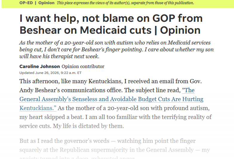 I want help, not blame on GOP from Beshear on Medicaid cuts | Opinion (Courier-Journal)